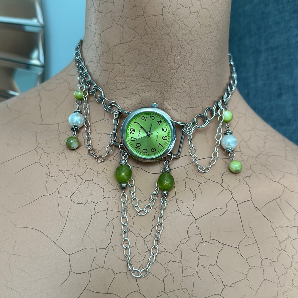 Repurposed Watch Face Necklace And Earrings